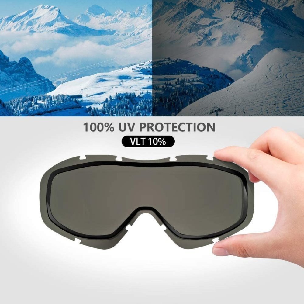 Snowboard Ski Goggles Over Glasses Men, Women & Youth 100% UV Protection & Pouch - Picture 6 of 8